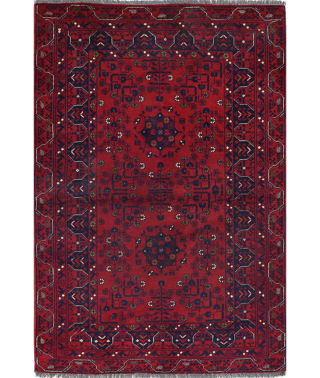Afghan 3'2'' X 4'11'' Hand-Knotted Wool Rug 3'2'' x 4'11'' (95 X 148) / Red / N/A