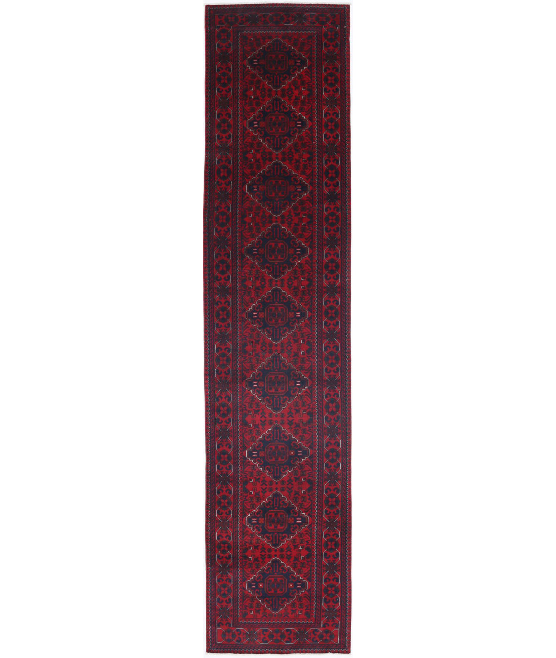 Afghan 2'8'' X 12'8'' Hand-Knotted Wool Rug 2'8'' x 12'8'' (80 X 380) / Red / N/A