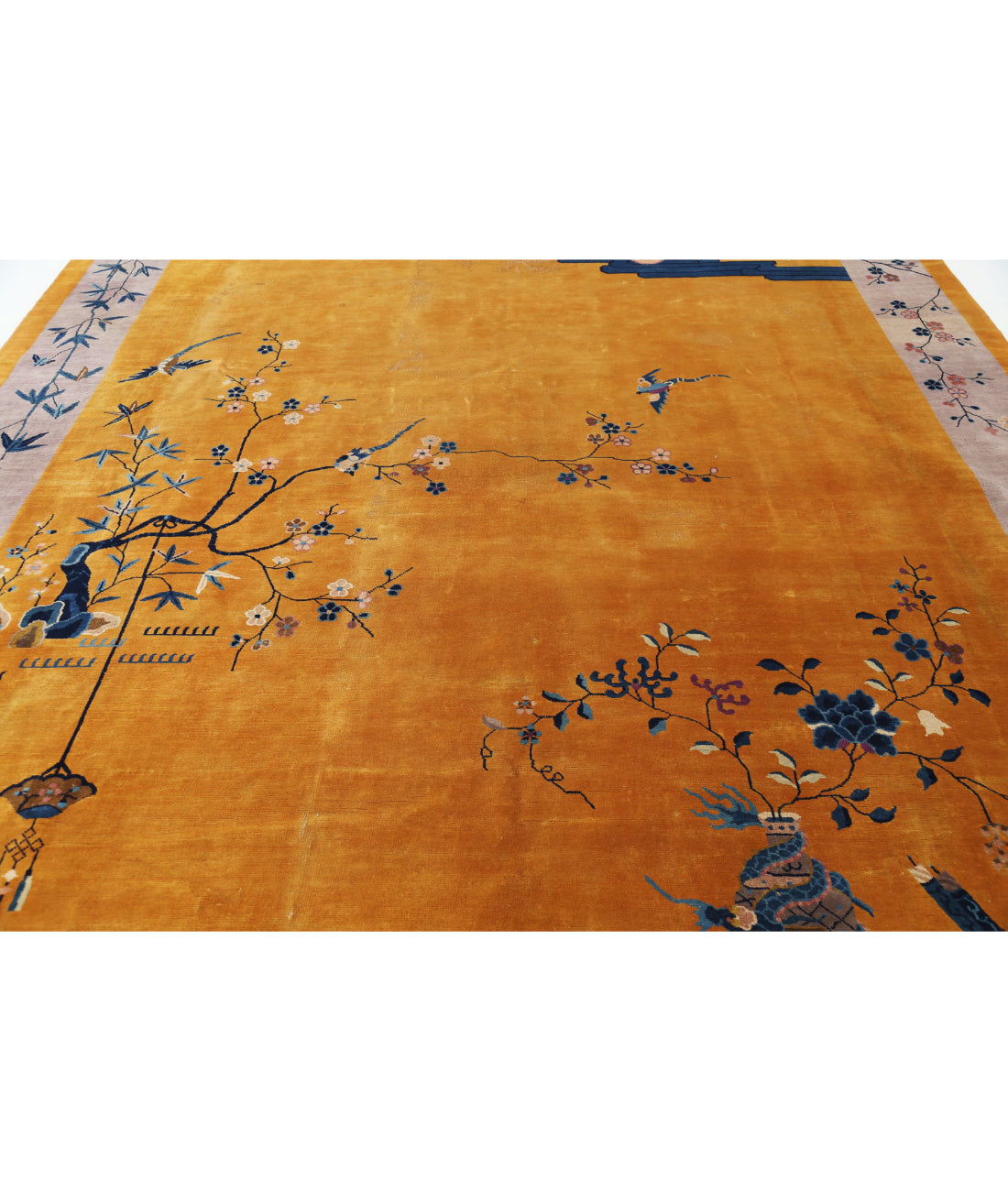 Nickel 9'10'' X 13'2'' Hand-Knotted Wool Rug 9'10'' x 13'2'' (290 X 385) / Gold / Lilac