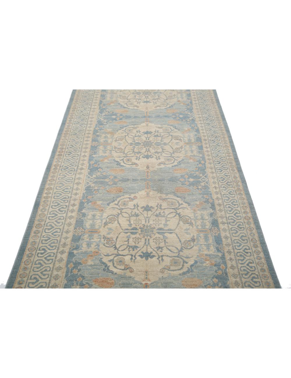 Ariana 3' 11" X 15' 9" Hand-Knotted Wool Rug 3' 11" X 15' 9" (119 X 480) / Blue / Beige