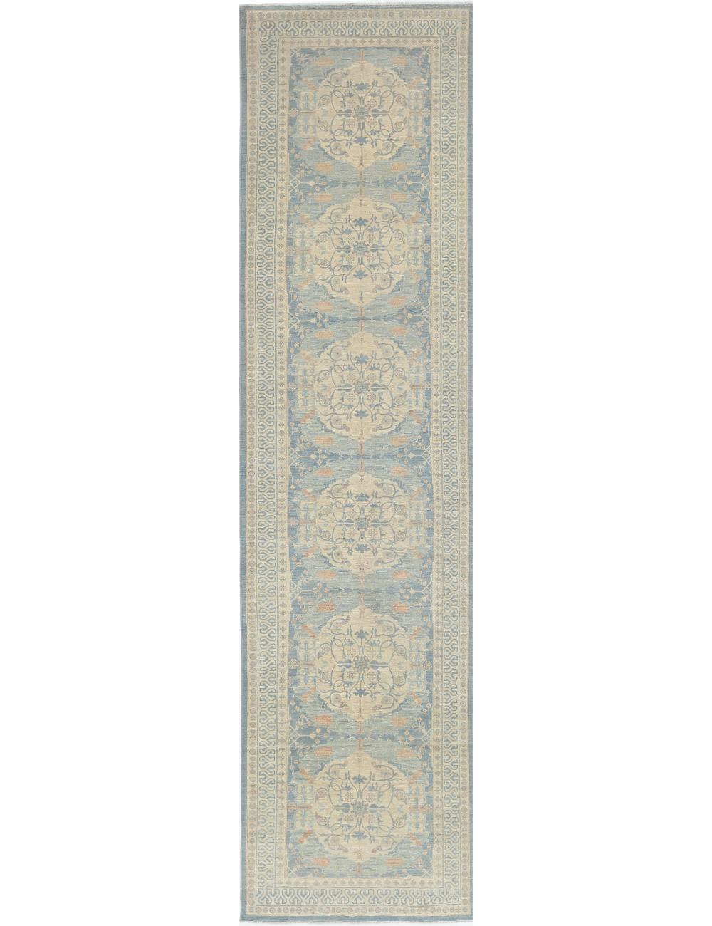 Ariana 3' 11" X 15' 9" Hand-Knotted Wool Rug 3' 11" X 15' 9" (119 X 480) / Blue / Beige