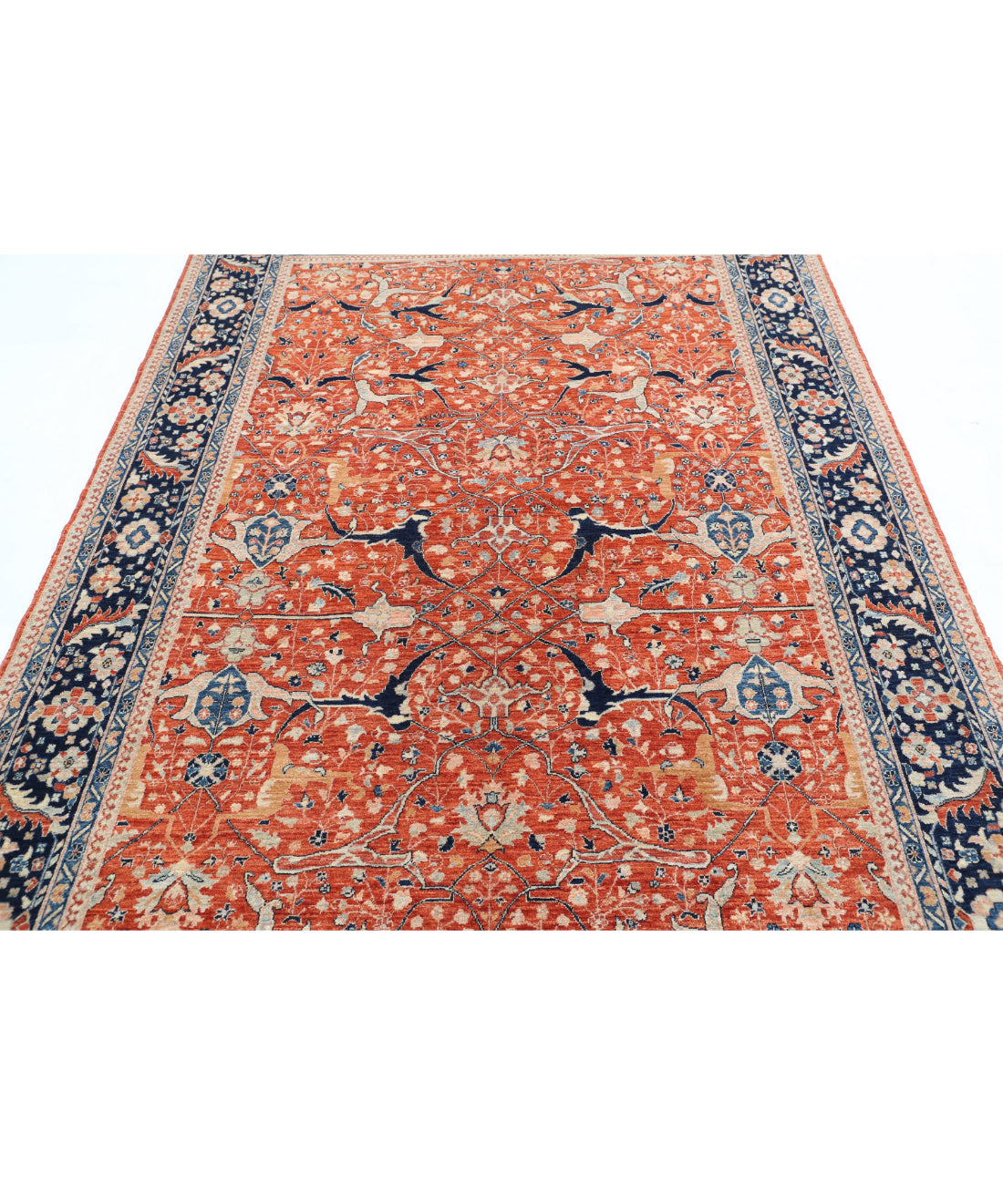Ariana 6'0'' X 9'1'' Hand-Knotted Wool Rug 6'0'' x 9'1'' (180 X 273) / Rust / Blue