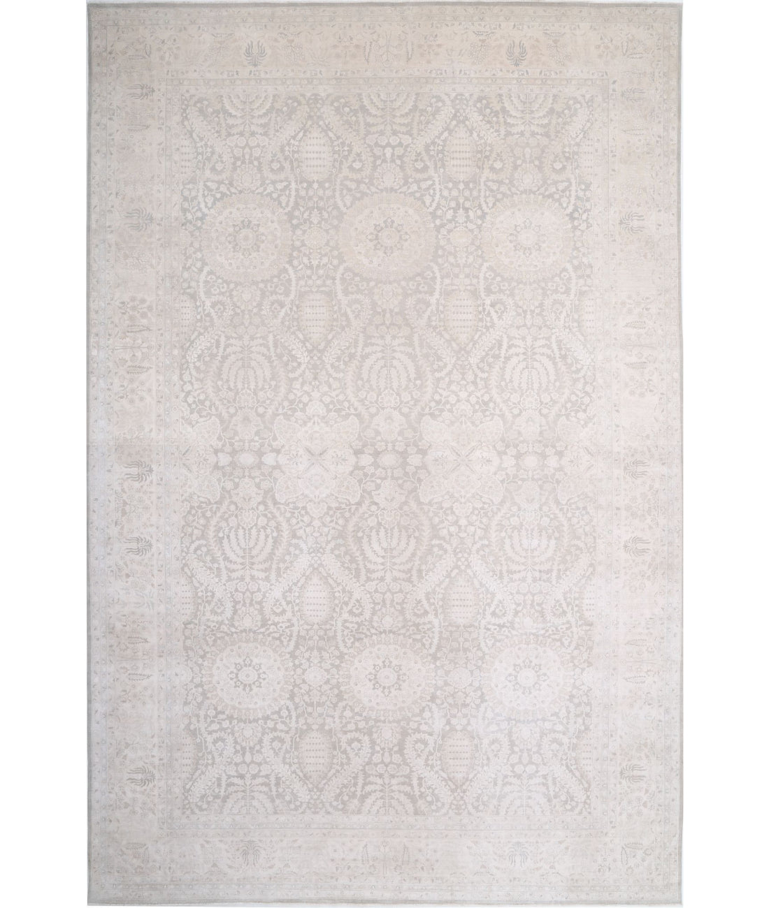 Ariana 13'8'' X 21'3'' Hand-Knotted Wool Rug 13'8'' x 21'3'' (410 X 638) / Grey / Ivory