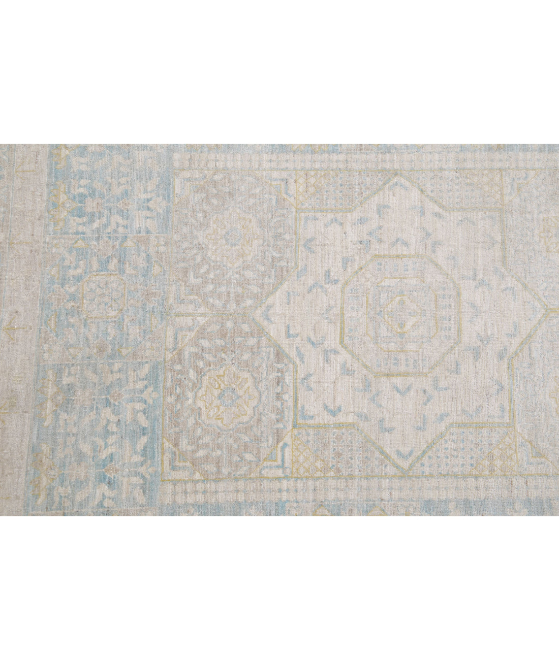 Mamluk 12'8'' X 17'1'' Hand-Knotted Wool Rug 12'8'' x 17'1'' (380 X 513) / Blue / Ivory