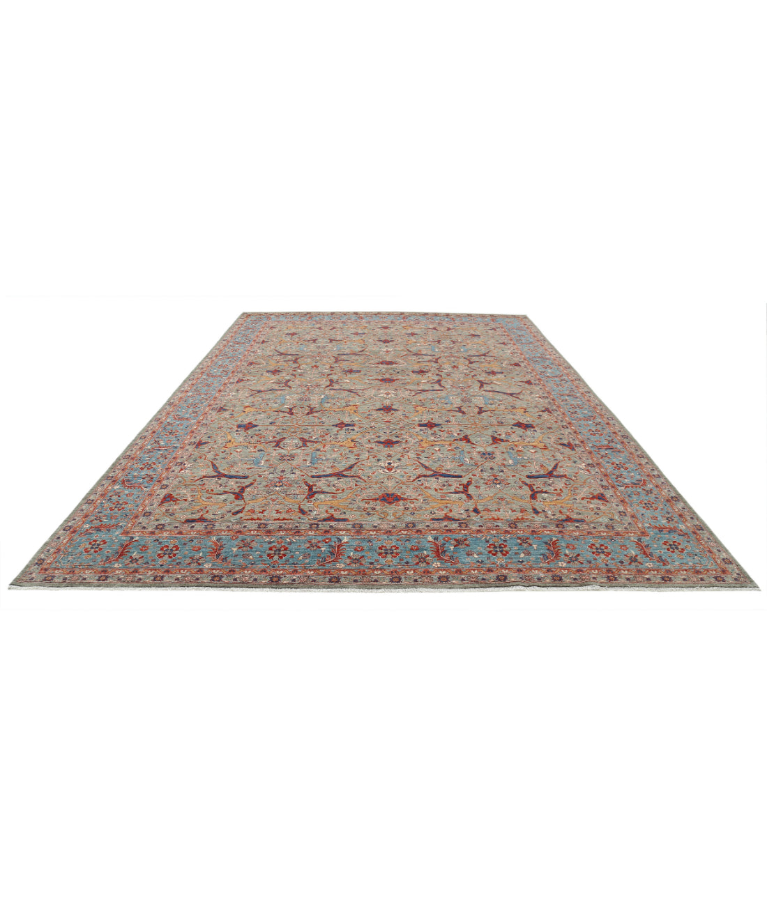 Ariana 9'9'' X 13'8'' Hand-Knotted Wool Rug 9'9'' x 13'8'' (293 X 410) / Grey / Blue