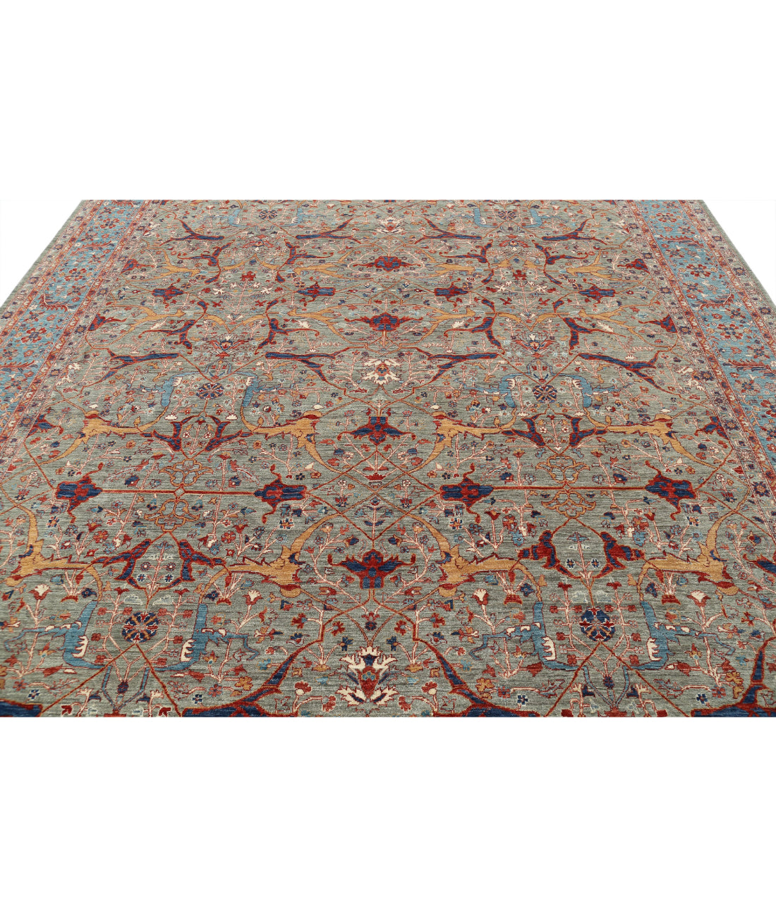 Ariana 9'9'' X 13'8'' Hand-Knotted Wool Rug 9'9'' x 13'8'' (293 X 410) / Grey / Blue