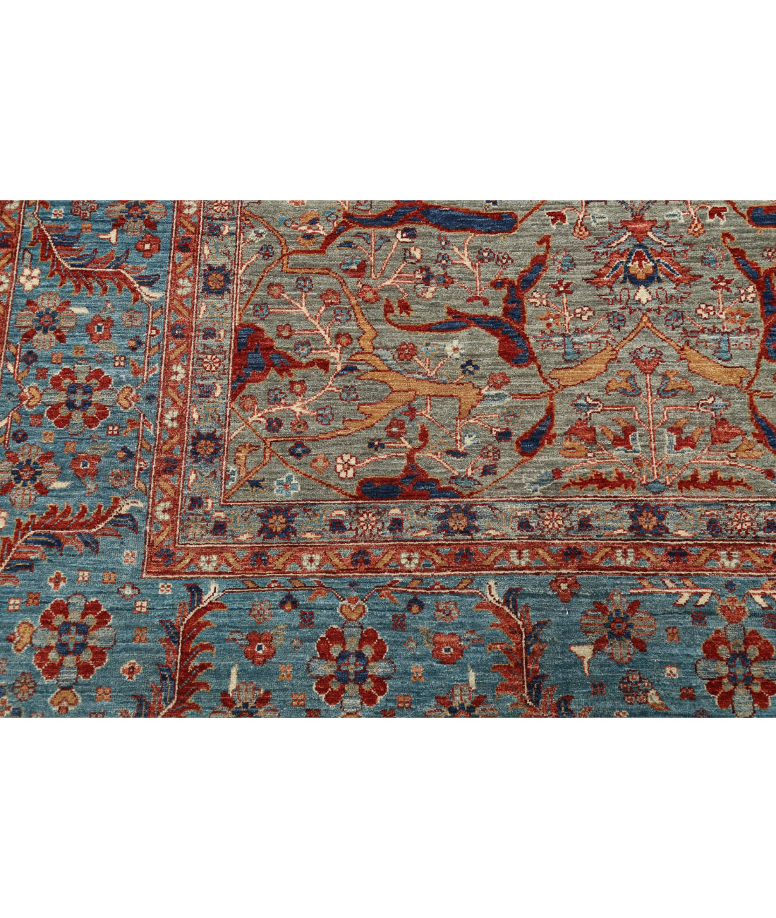 Ariana 9'9'' X 13'8'' Hand-Knotted Wool Rug 9'9'' x 13'8'' (293 X 410) / Grey / Blue