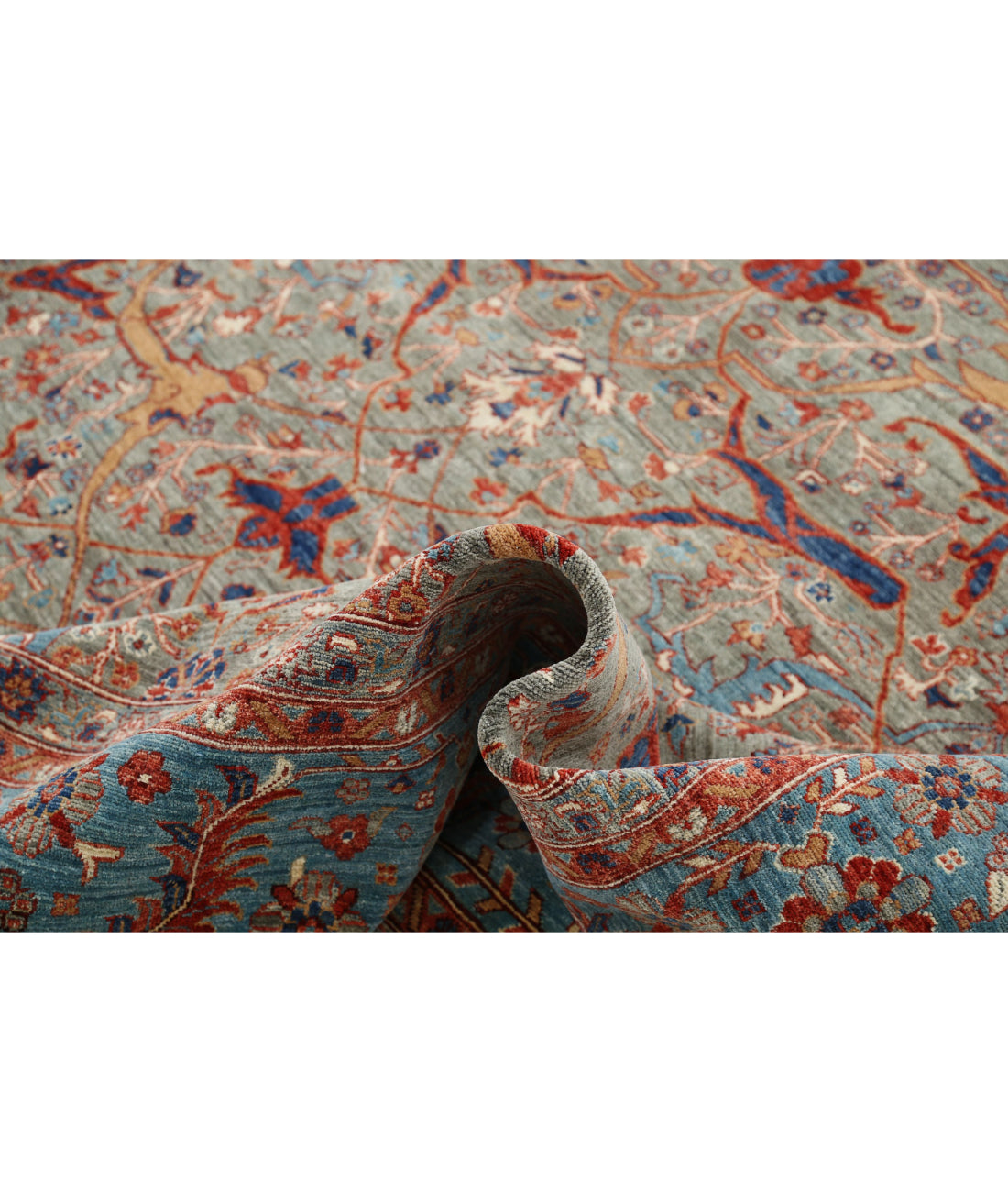 Ariana 9'9'' X 13'8'' Hand-Knotted Wool Rug 9'9'' x 13'8'' (293 X 410) / Grey / Blue