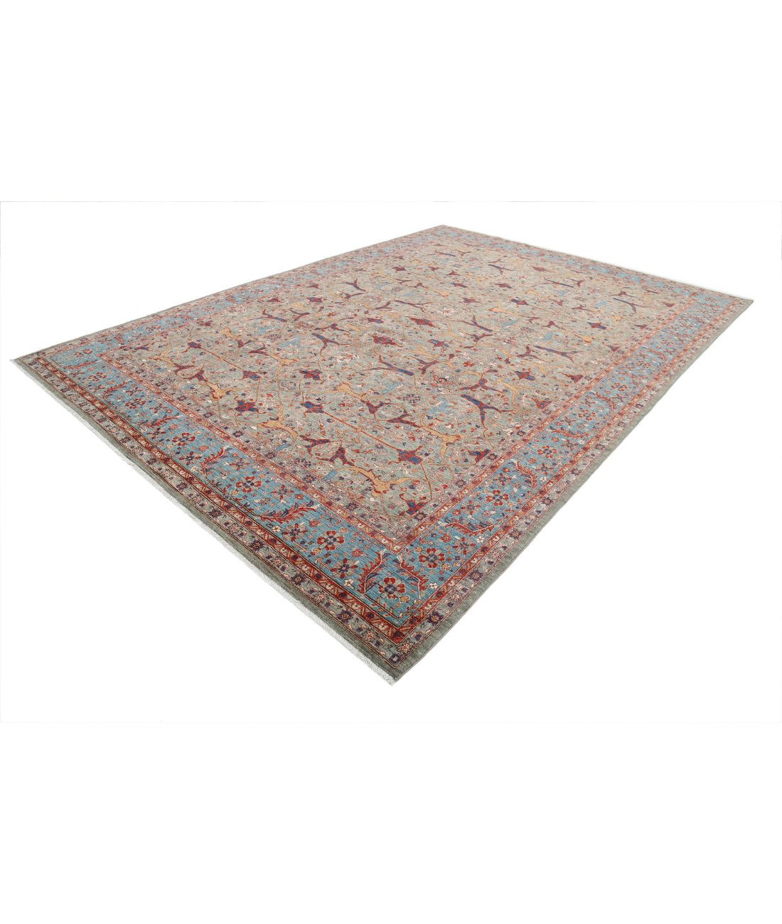 Ariana 9'9'' X 13'8'' Hand-Knotted Wool Rug 9'9'' x 13'8'' (293 X 410) / Grey / Blue