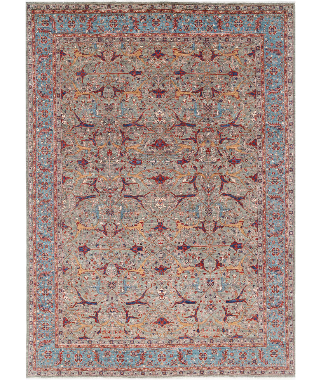 Ariana 9'9'' X 13'8'' Hand-Knotted Wool Rug 9'9'' x 13'8'' (293 X 410) / Grey / Blue