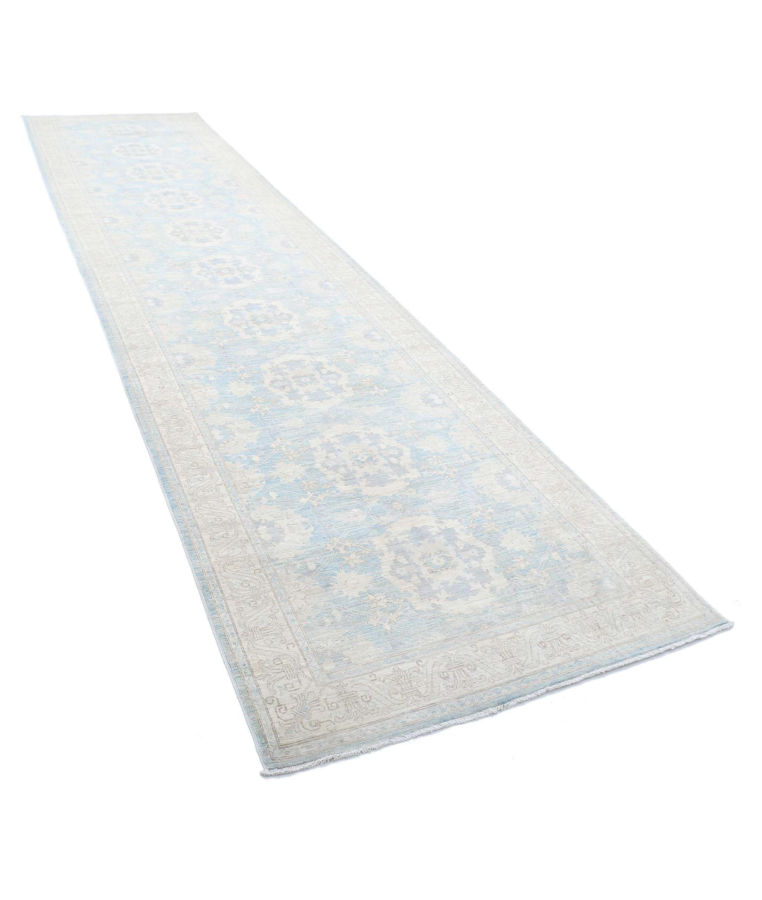 Ariana 3'10'' X 16'8'' Hand-Knotted Wool Rug 3'10'' x 16'8'' (115 X 500) / Teal / Gold