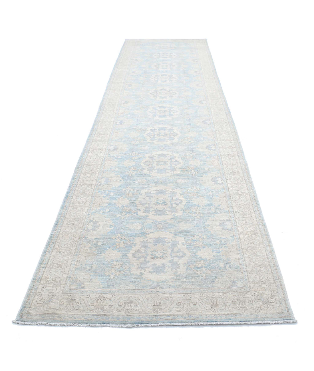 Ariana 3'10'' X 16'8'' Hand-Knotted Wool Rug 3'10'' x 16'8'' (115 X 500) / Teal / Gold