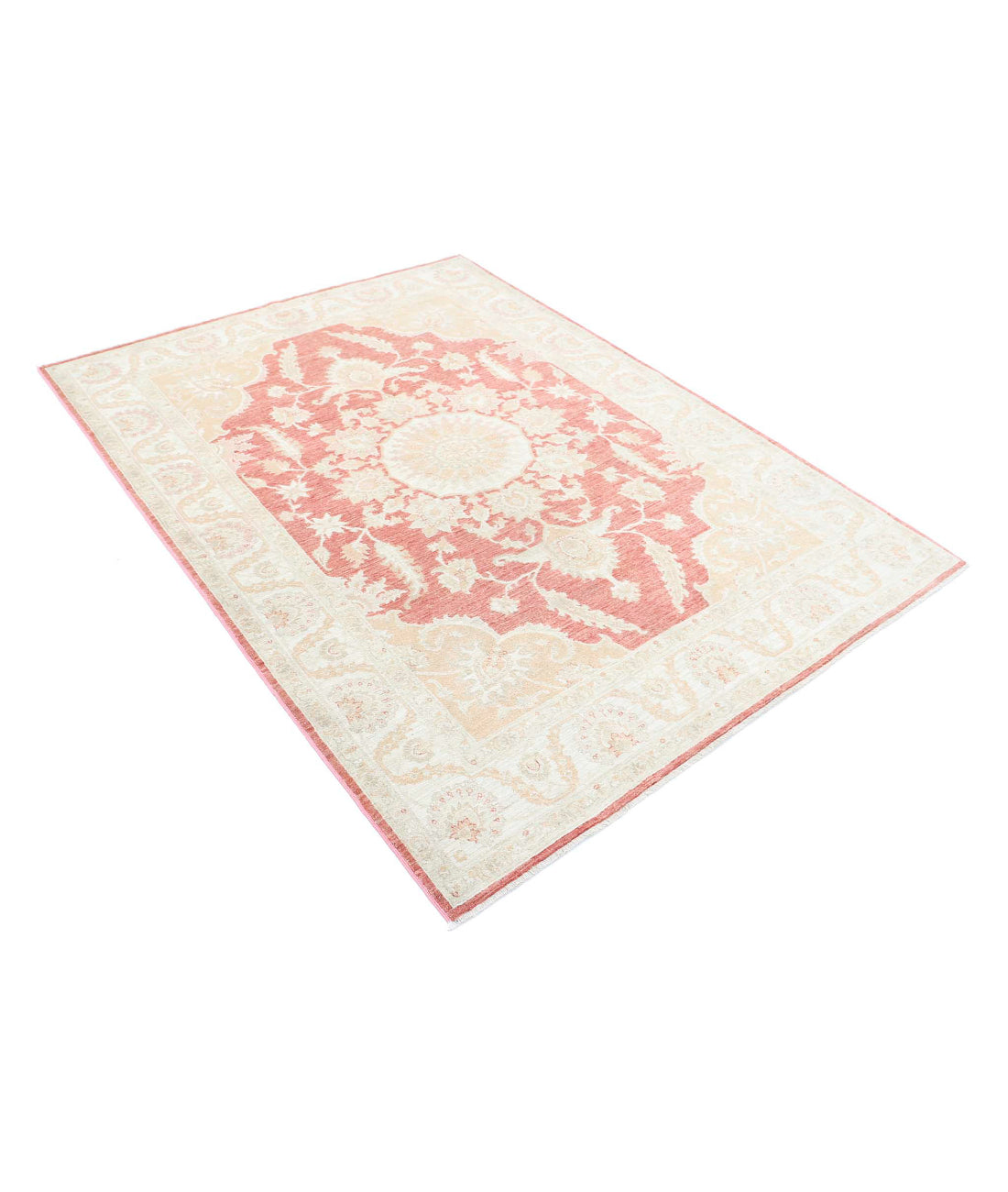 Ariana 4'11'' X 6'7'' Hand-Knotted Wool Rug 4'11'' x 6'7'' (148 X 198) / Pink / Ivory