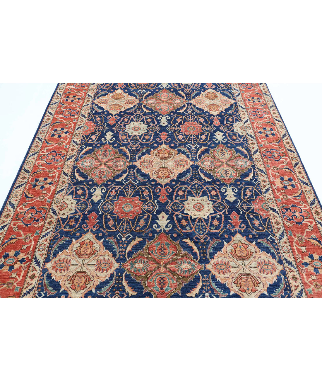 Ariana 6'0'' X 9'1'' Hand-Knotted Wool Rug 6'0'' x 9'1'' (180 X 273) / Blue / Rust
