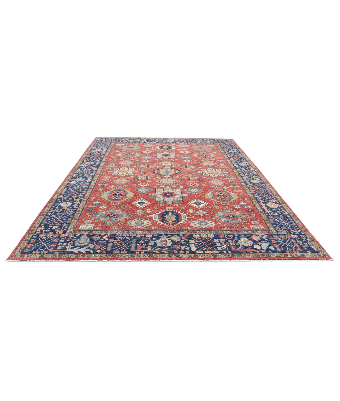 Heriz 8'11'' X 11'9'' Hand-Knotted Wool Rug 8'11'' x 11'9'' (268 X 353) / Red / Blue