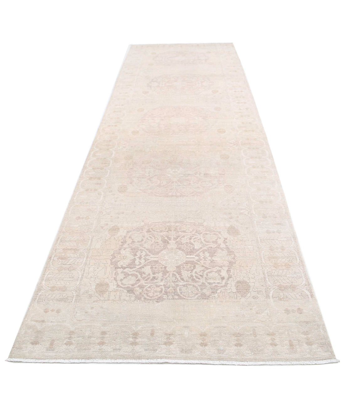 Ariana 4'1'' X 14'3'' Hand-Knotted Wool Rug 4'1'' x 14'3'' (123 X 428) / Lilac / Taupe