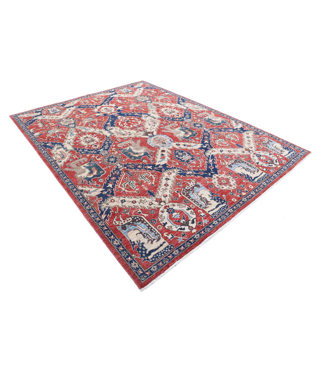 Artemix 7'8'' X 9'11'' Hand-Knotted Wool Rug 7'8'' x 9'11'' (230 X 298) / Red / Blue
