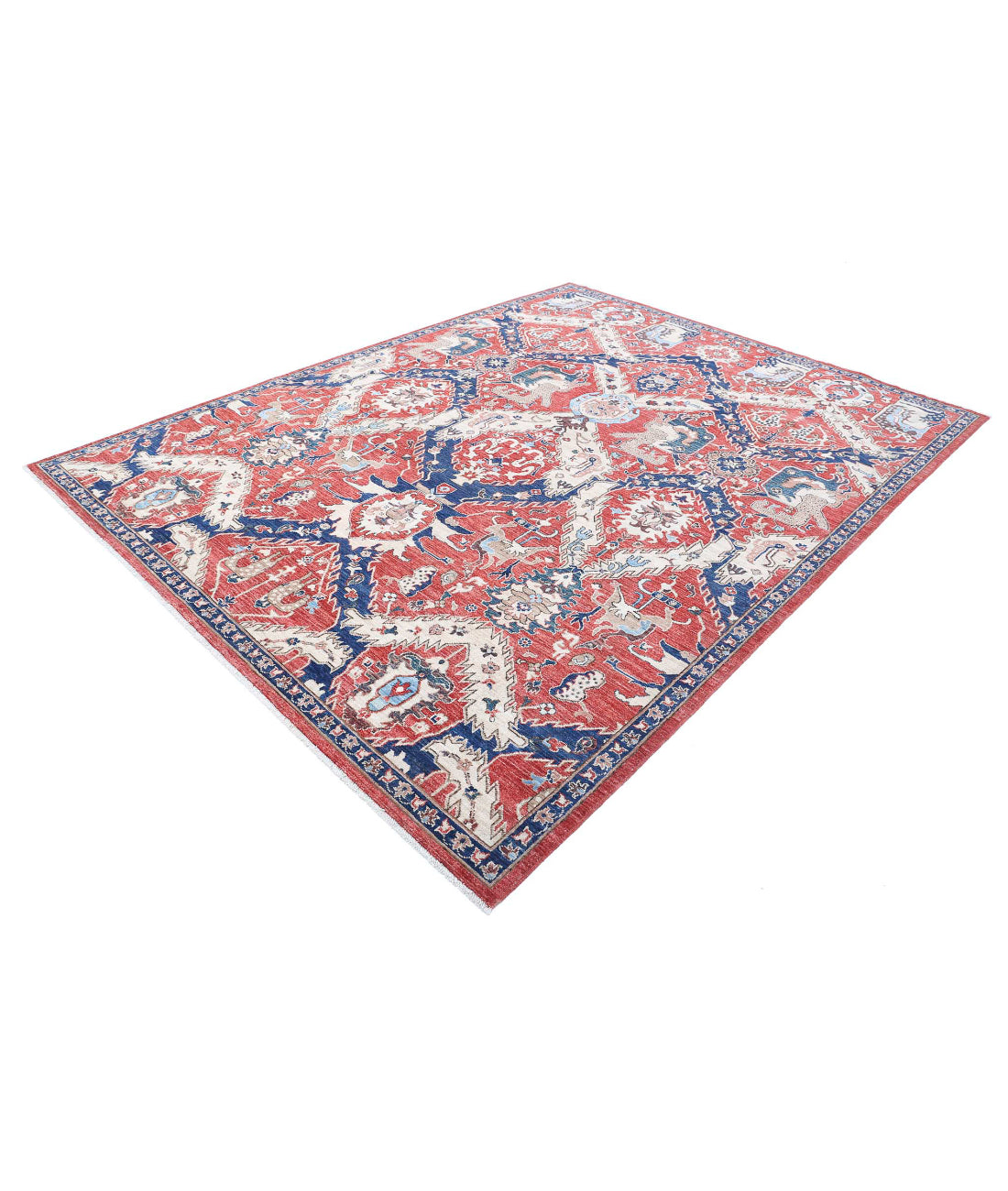 Artemix 7'8'' X 9'11'' Hand-Knotted Wool Rug 7'8'' x 9'11'' (230 X 298) / Red / Blue