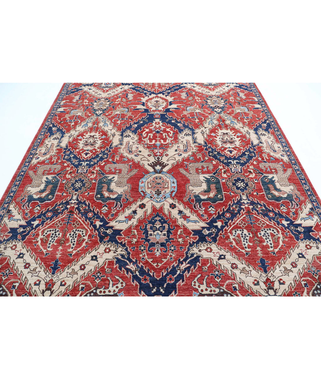 Artemix 7'8'' X 9'11'' Hand-Knotted Wool Rug 7'8'' x 9'11'' (230 X 298) / Red / Blue