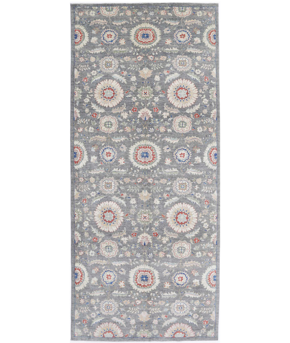 Artemix 5'0'' X 11'8'' Hand-Knotted Wool Rug 5'0'' x 11'8'' (150 X 350) / Grey / Ivory