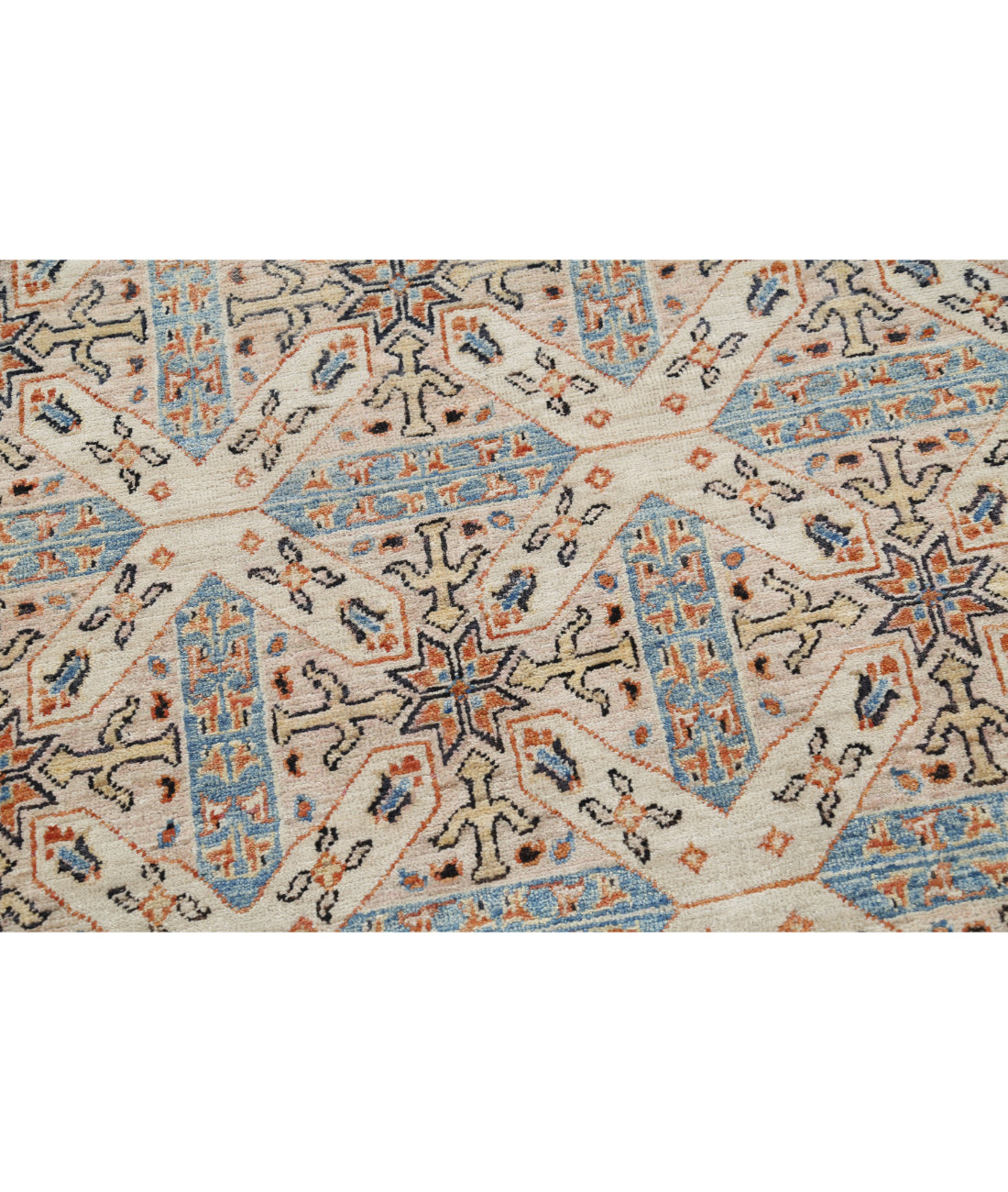 Artemix 4'10'' X 9'4'' Hand-Knotted Wool Rug 4'10'' x 9'4'' (145 X 280) / Ivory / Blue