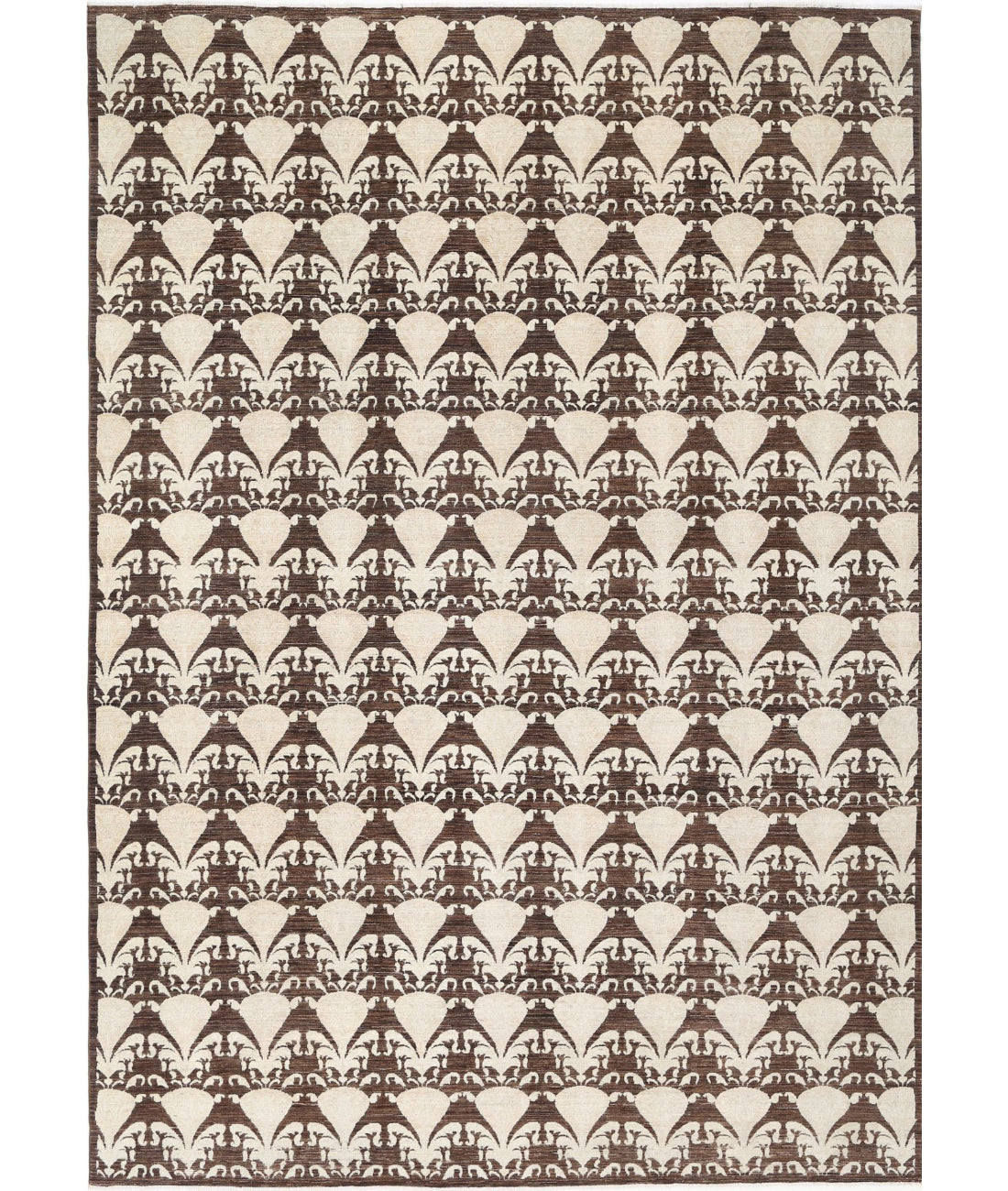 Artemix 8'8'' X 12'2'' Hand-Knotted Wool Rug 8'8'' x 12'2'' (260 X 365) / Brown / Ivory