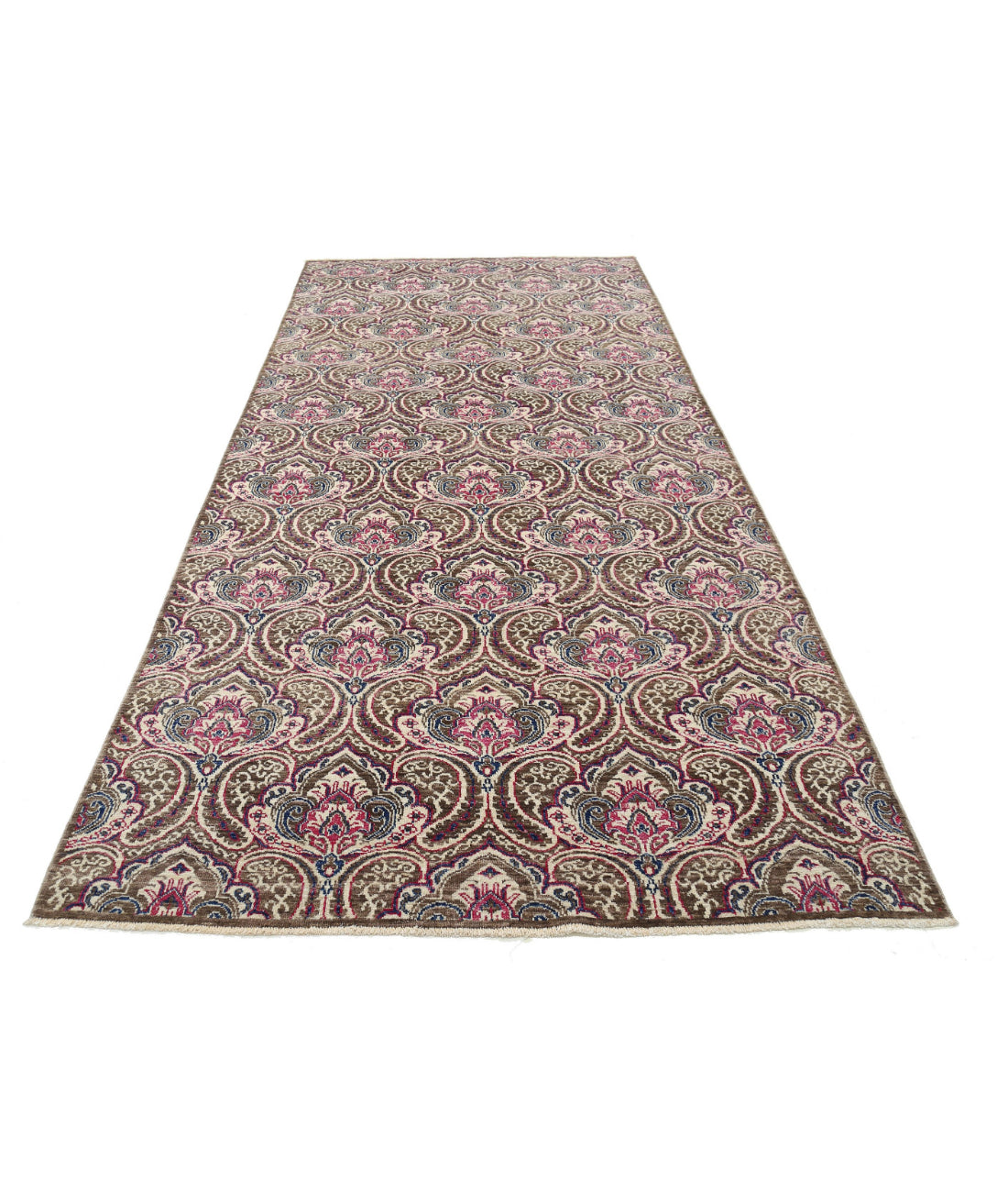 Artemix 5'2'' X 11'4'' Hand-Knotted Wool Rug 5'2'' x 11'4'' (155 X 340) / Brown / Pink