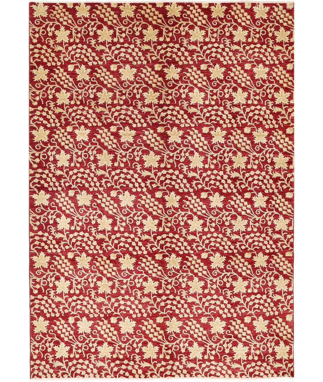 Artemix 6'7'' X 9'5'' Hand-Knotted Wool Rug 6'7'' x 9'5'' (198 X 283) / Red / Ivory