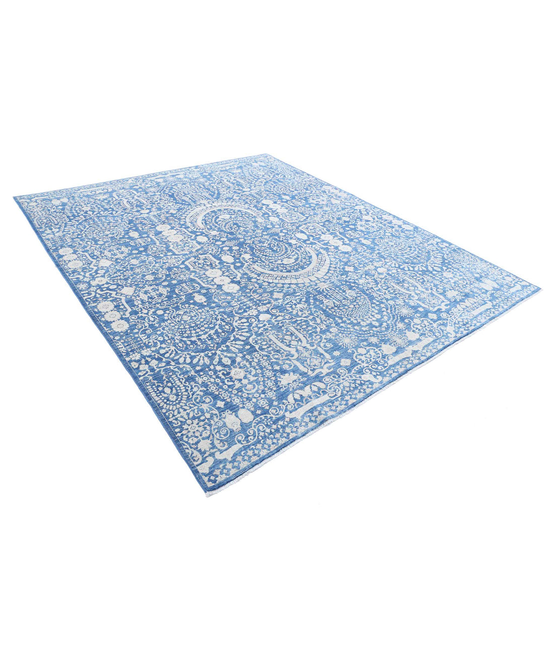 Ariana 8'0'' X 9'8'' Hand-Knotted Wool Rug 8'0'' x 9'8'' (240 X 290) / Blue / Ivory