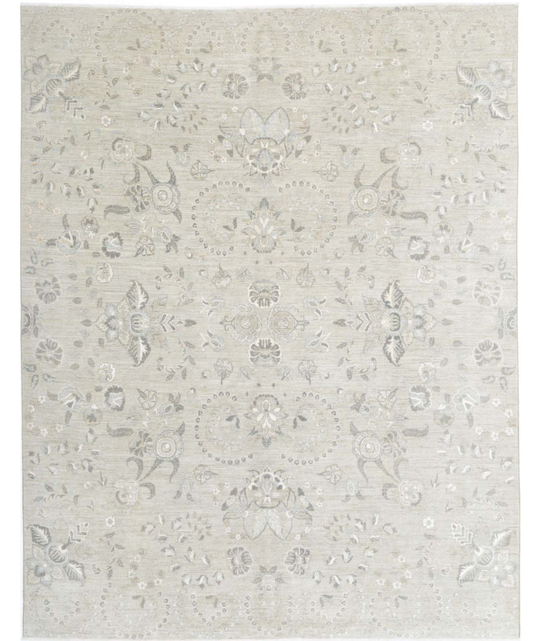 Artemix 7'11'' X 10'0'' Hand-Knotted Wool Rug 7'11'' x 10'0'' (238 X 300) / Green / Grey