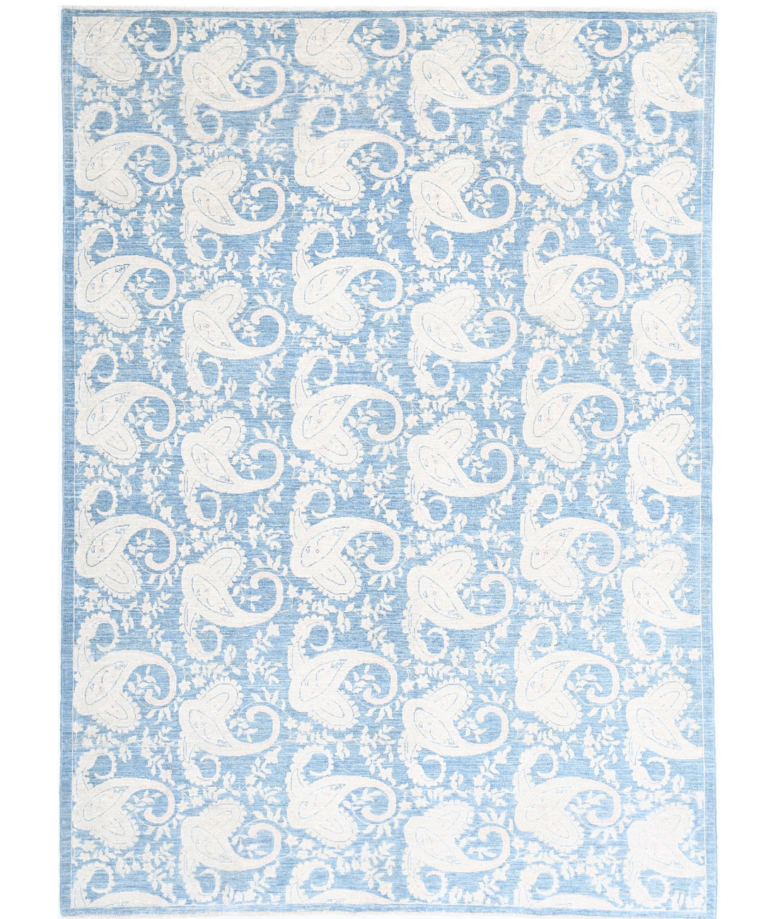 Artemix 6'4'' X 9'9'' Hand-Knotted Wool Rug 6'4'' x 9'9'' (190 X 293) / Blue / Ivory