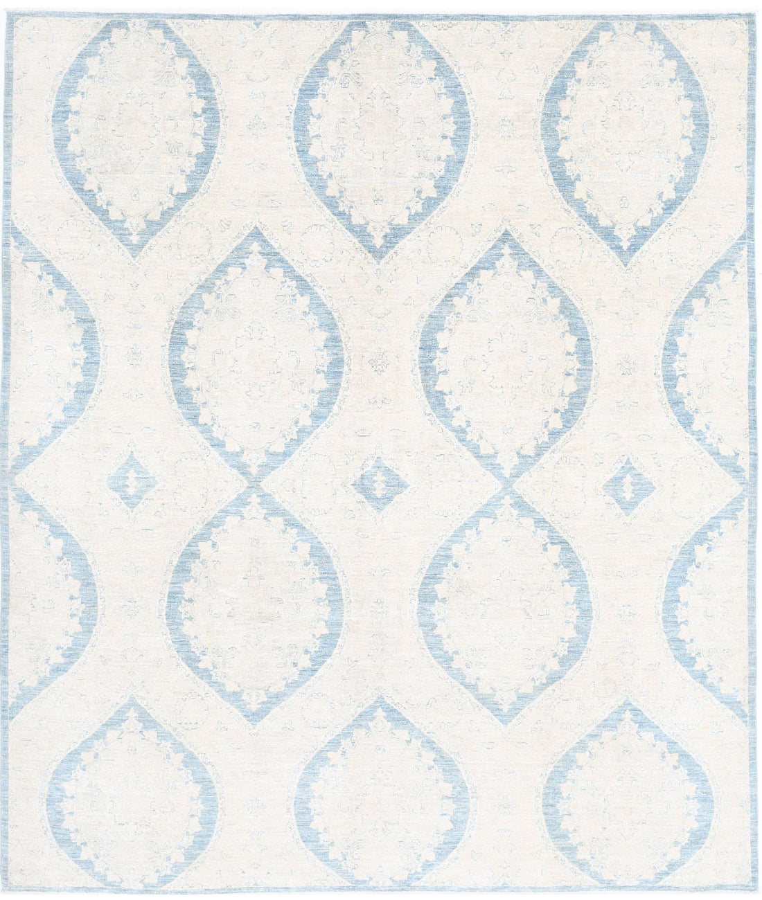 Artemix 8'0'' X 9'2'' Hand-Knotted Wool Rug 8'0'' x 9'2'' (240 X 275) / Blue / Ivory