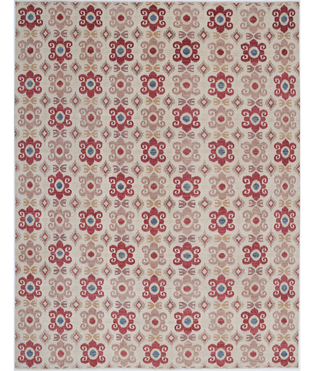 Artemix 8'9'' X 11'3'' Hand-Knotted Wool Rug 8'9'' x 11'3'' (263 X 338) / Ivory / Red