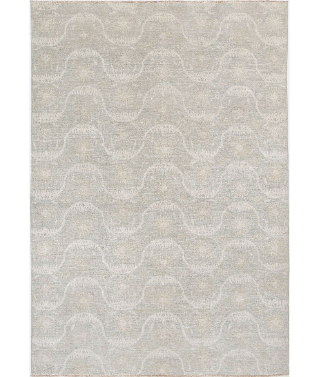 Artemix 6'3'' X 9'0'' Hand-Knotted Wool Rug 6'3'' x 9'0'' (188 X 270) / Ivory / Grey
