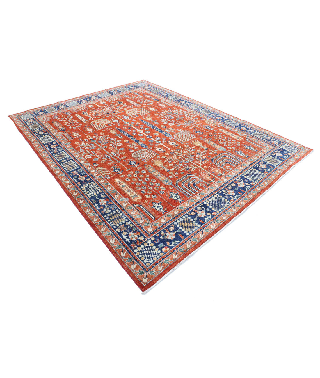 Bakshaish 7'9'' X 9'11'' Hand-Knotted Wool Rug 7'9'' x 9'11'' (233 X 298) / Rust / Blue
