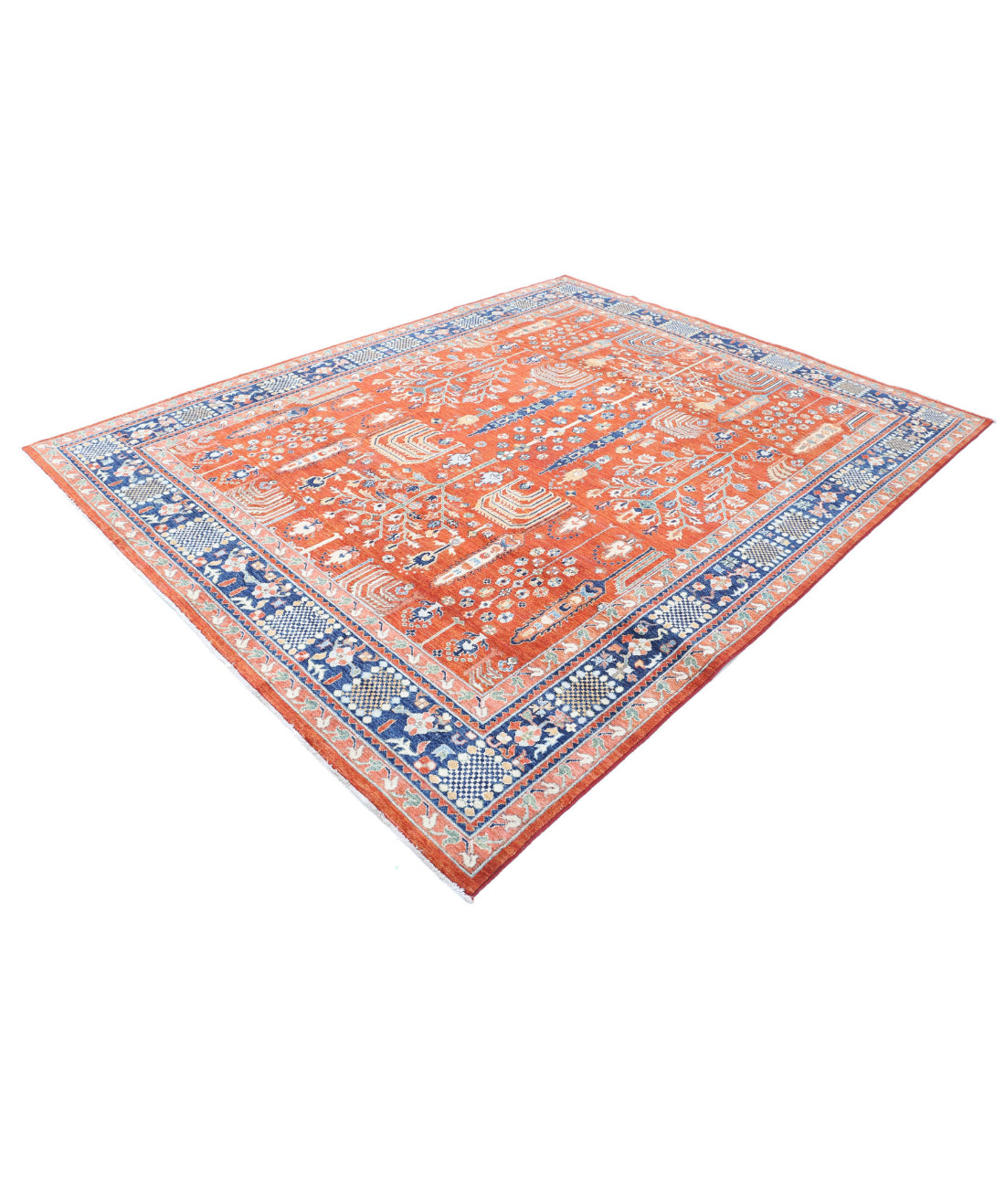 Bakshaish 7'9'' X 9'11'' Hand-Knotted Wool Rug 7'9'' x 9'11'' (233 X 298) / Rust / Blue