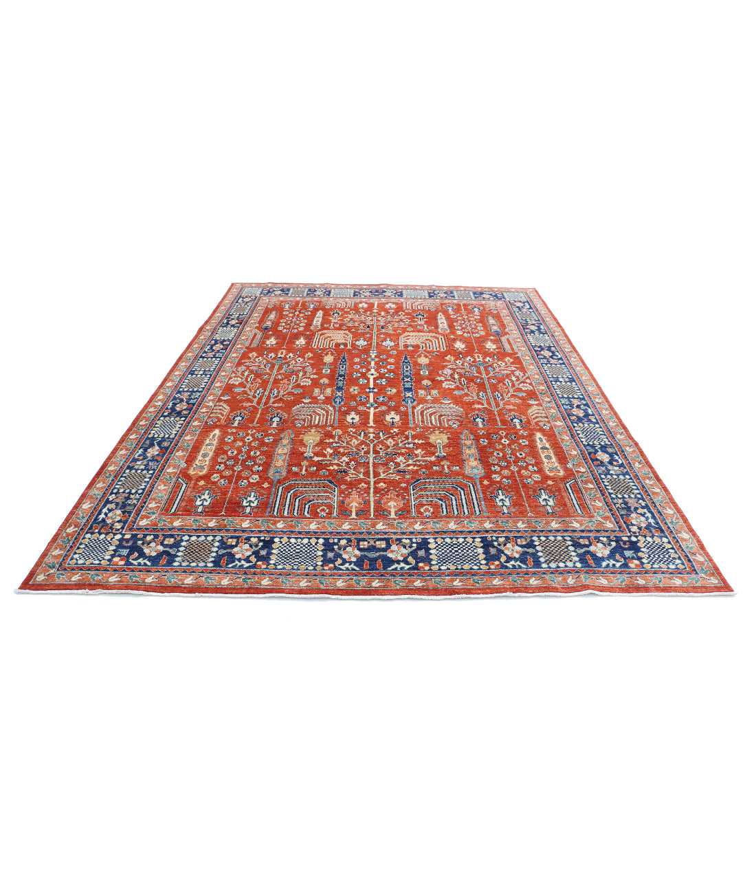Bakshaish 7'9'' X 9'11'' Hand-Knotted Wool Rug 7'9'' x 9'11'' (233 X 298) / Rust / Blue