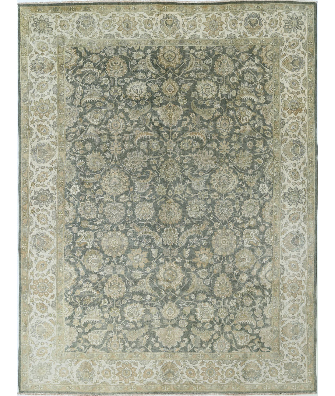 Ziegler 8'8'' X 11'5'' Hand-Knotted Wool Rug 8'8'' x 11'5'' (260 X 343) / Green / Ivory