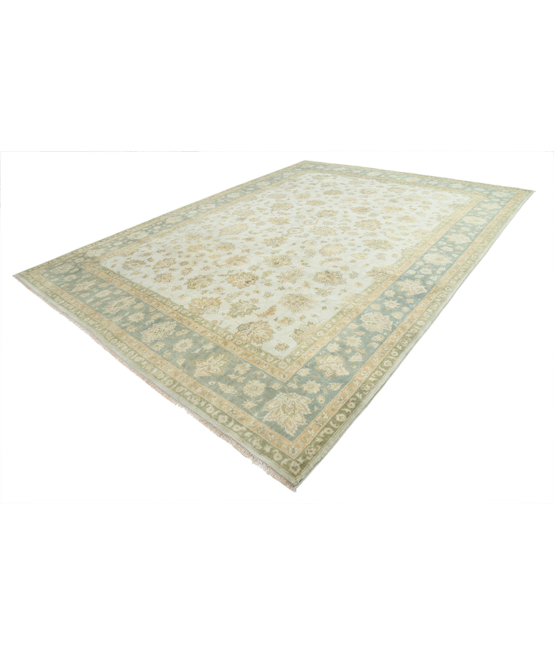 Ziegler 9'10'' X 13'9'' Hand-Knotted Wool Rug 9'10'' x 13'9'' (295 X 413) / Ivory / Green