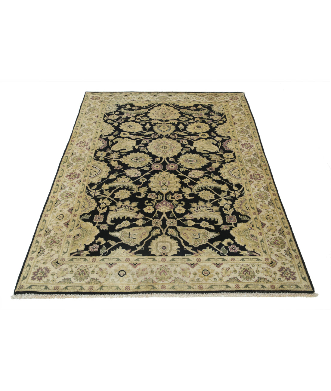 Ziegler 4'0'' X 5'9'' Hand-Knotted Wool Rug 4'0'' x 5'9'' (120 X 173) / Black / N/A