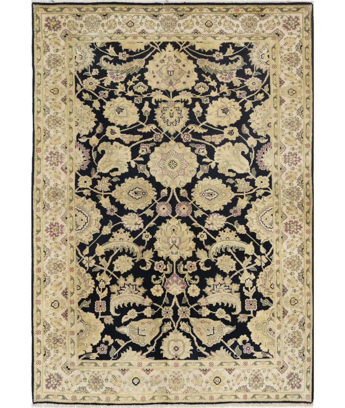 Ziegler 4'0'' X 5'9'' Hand-Knotted Wool Rug 4'0'' x 5'9'' (120 X 173) / Black / N/A
