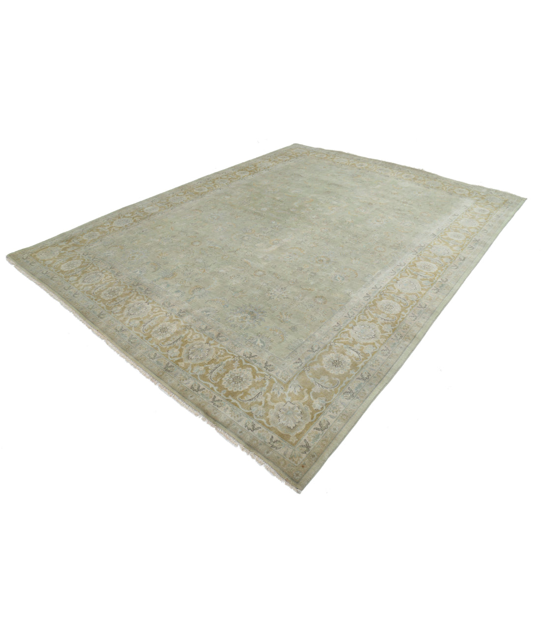 Ziegler 8'10'' X 11'6'' Hand-Knotted Wool Rug 8'10'' x 11'6'' (265 X 345) / Green / Taupe