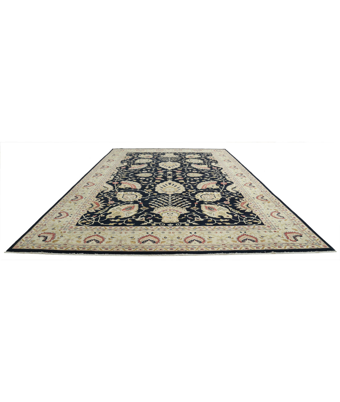 Ziegler 11'9'' X 17'8'' Hand-Knotted Wool Rug 11'9'' x 17'8'' (353 X 530) / Blue / Ivory