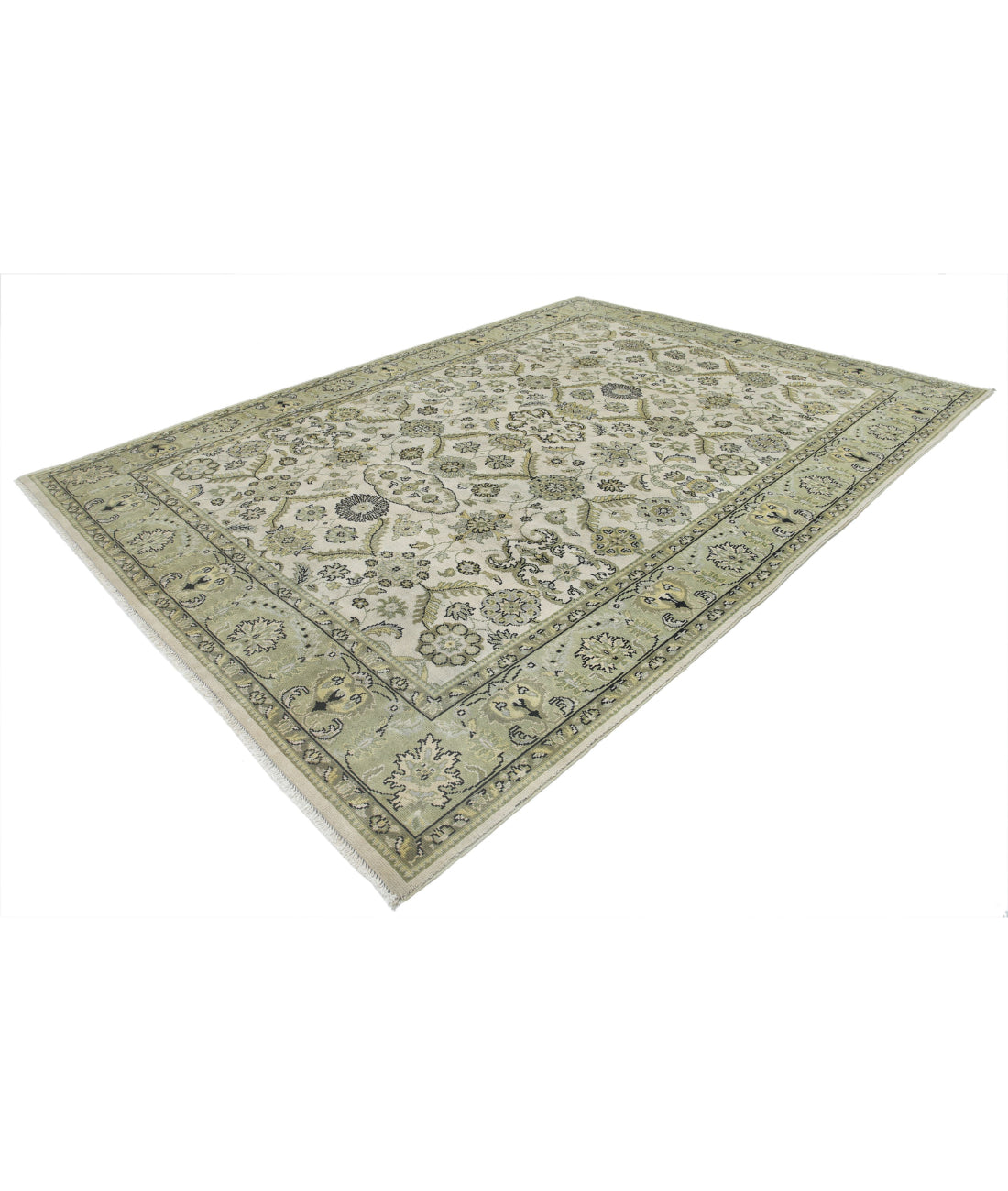 Ziegler 8'7'' X 12'0'' Hand-Knotted Wool Rug 8'7'' x 12'0'' (258 X 360) / Ivory / Green