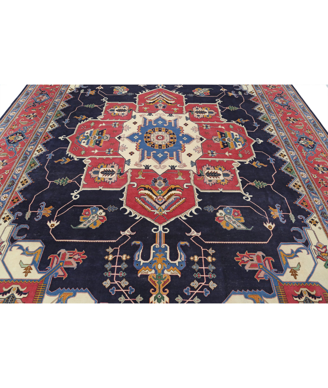 Heriz 9'11'' X 14'6'' Hand-Knotted Wool Rug 9'11'' x 14'6'' (298 X 435) / Blue / Pink