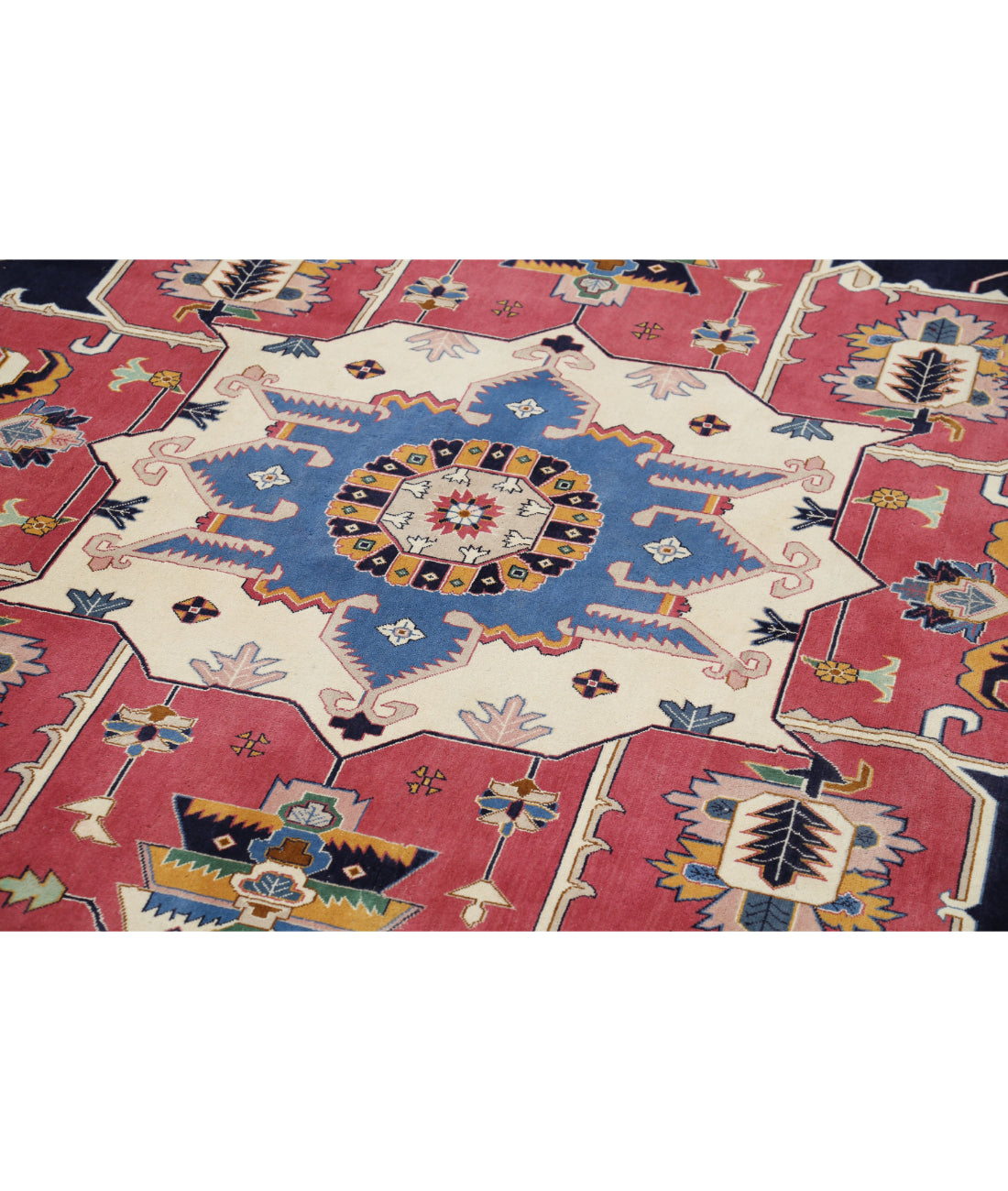 Heriz 9'11'' X 14'6'' Hand-Knotted Wool Rug 9'11'' x 14'6'' (298 X 435) / Blue / Pink