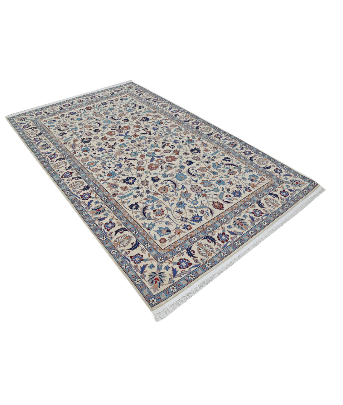 Heritage 5'0'' X 8'0'' Hand-Knotted Wool Rug 5'0'' x 8'0'' (150 X 240) / Ivory / Blue