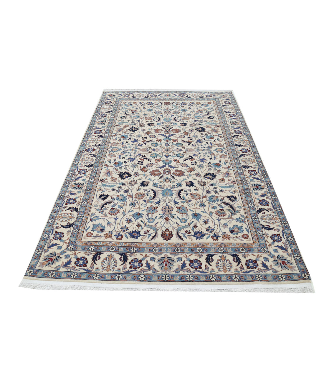 Heritage 5'0'' X 8'0'' Hand-Knotted Wool Rug 5'0'' x 8'0'' (150 X 240) / Ivory / Blue