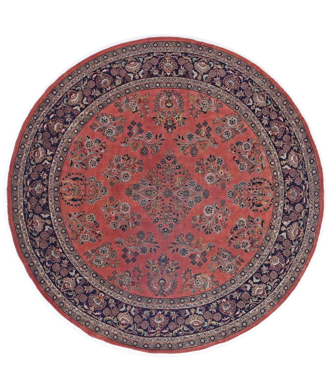 Heritage 7'8'' X 7'10'' Hand-Knotted Wool Rug 7'8'' x 7'10'' (230 X 235) / Pink / Blue