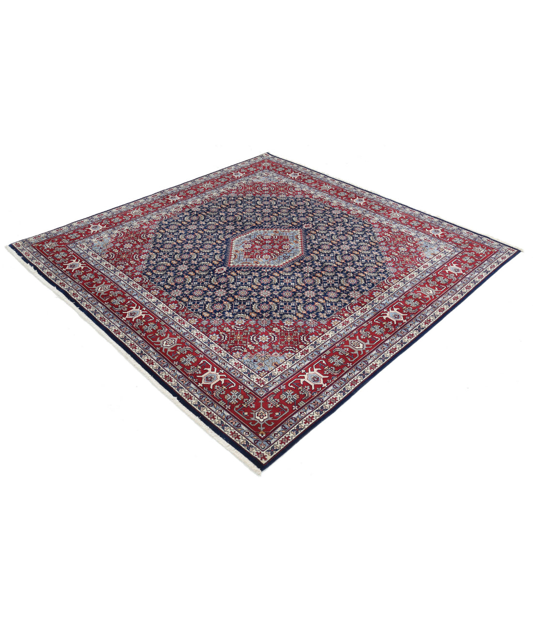 Heritage 6'5'' X 6'6'' Hand-Knotted Wool Rug 6'5'' x 6'6'' (193 X 195) / Blue / Red